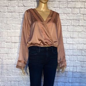 Mauve Lace Wrap Blouse